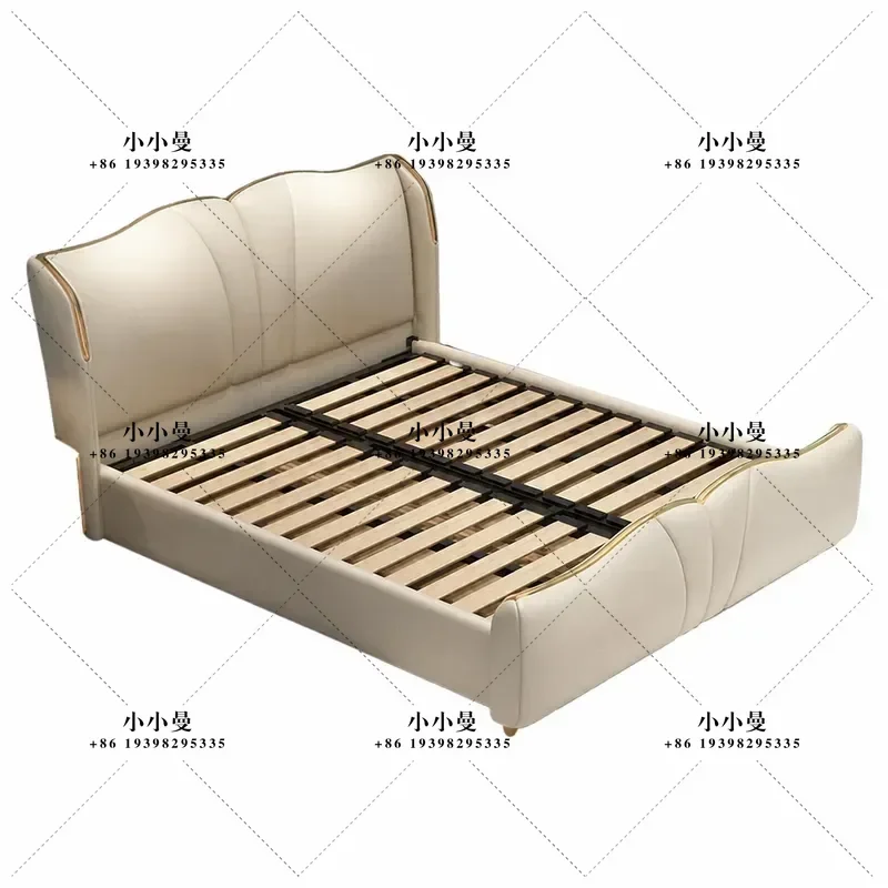 Modern Minimalist 1.8m Double Bed European Light Luxury Leather Bed Frame for Bedroom Furniture Master Bedroom Bedstead