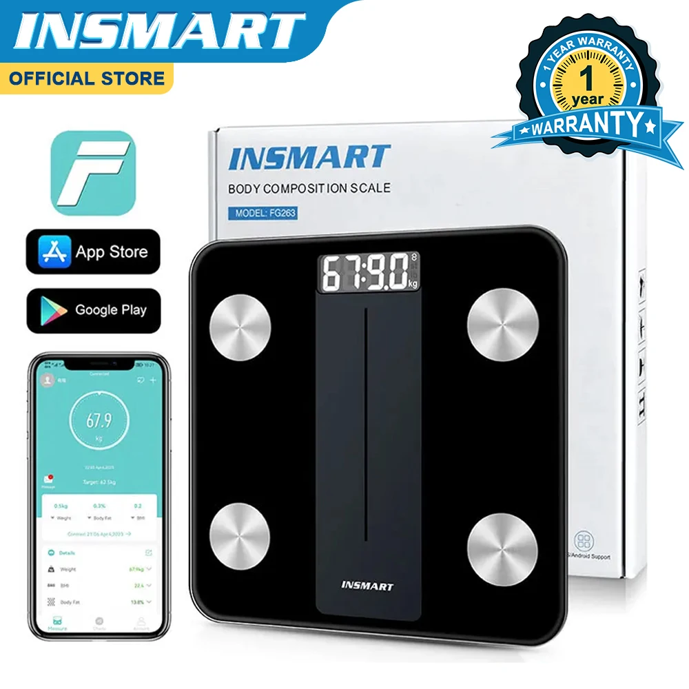 INSMART Body Fat Scale Digital Bathroom Scale Smart Weight Scale for Human 180KG BMI Balance Weight Body Bioimpedance Scale