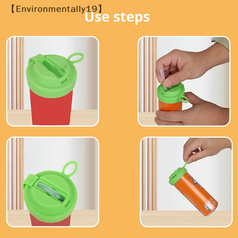 3 Color Soda Can Lids With Straw Soda Can Covers With Silicone Straw BPA-Free Reusable For Fits Standard For Canned Beverage