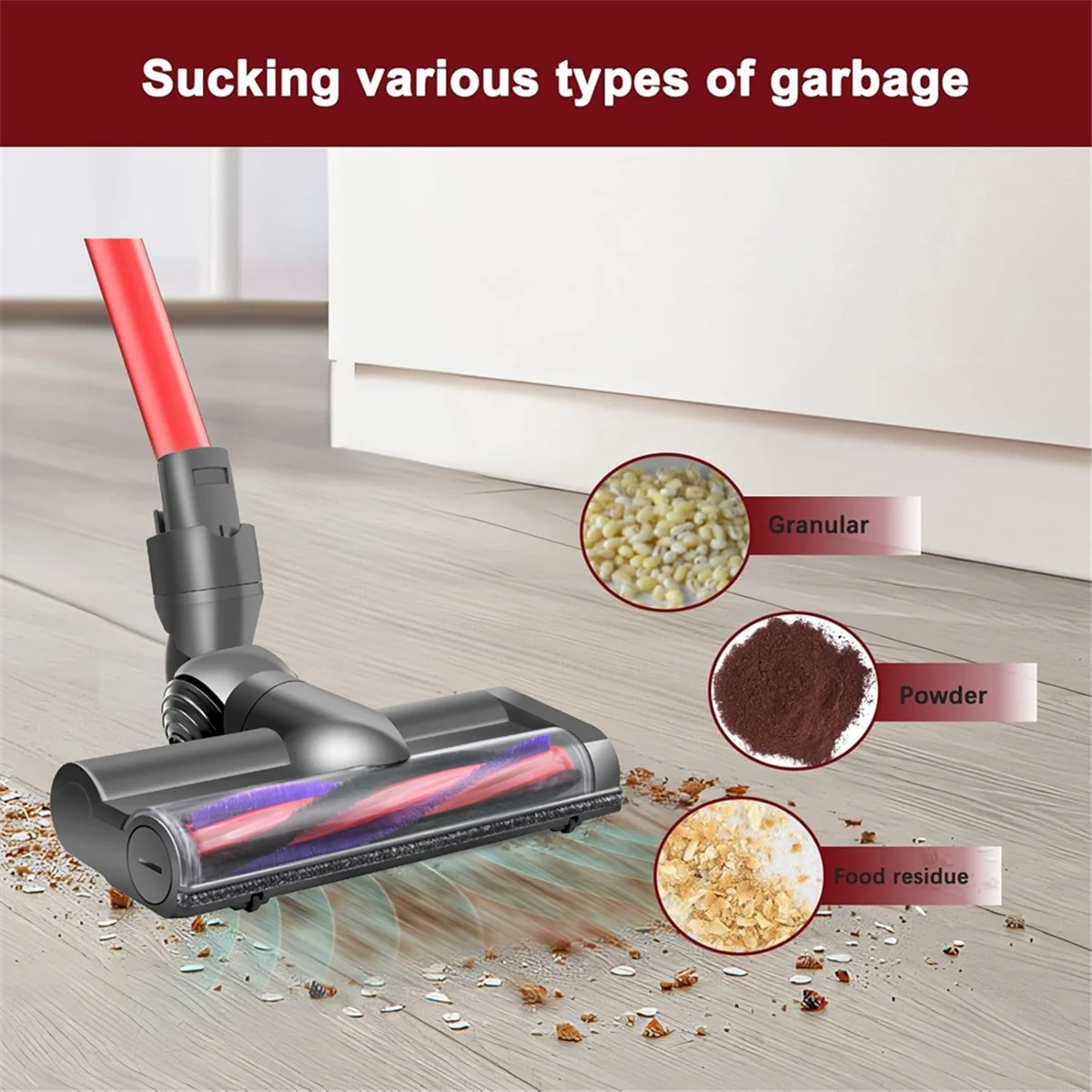 ملحقات مكنسة A14G للمكانس الكهربائية من سلسلة V6، مرفق أرضية من الخشب الصلب، استبدال فرشاة دوارة ناعمة