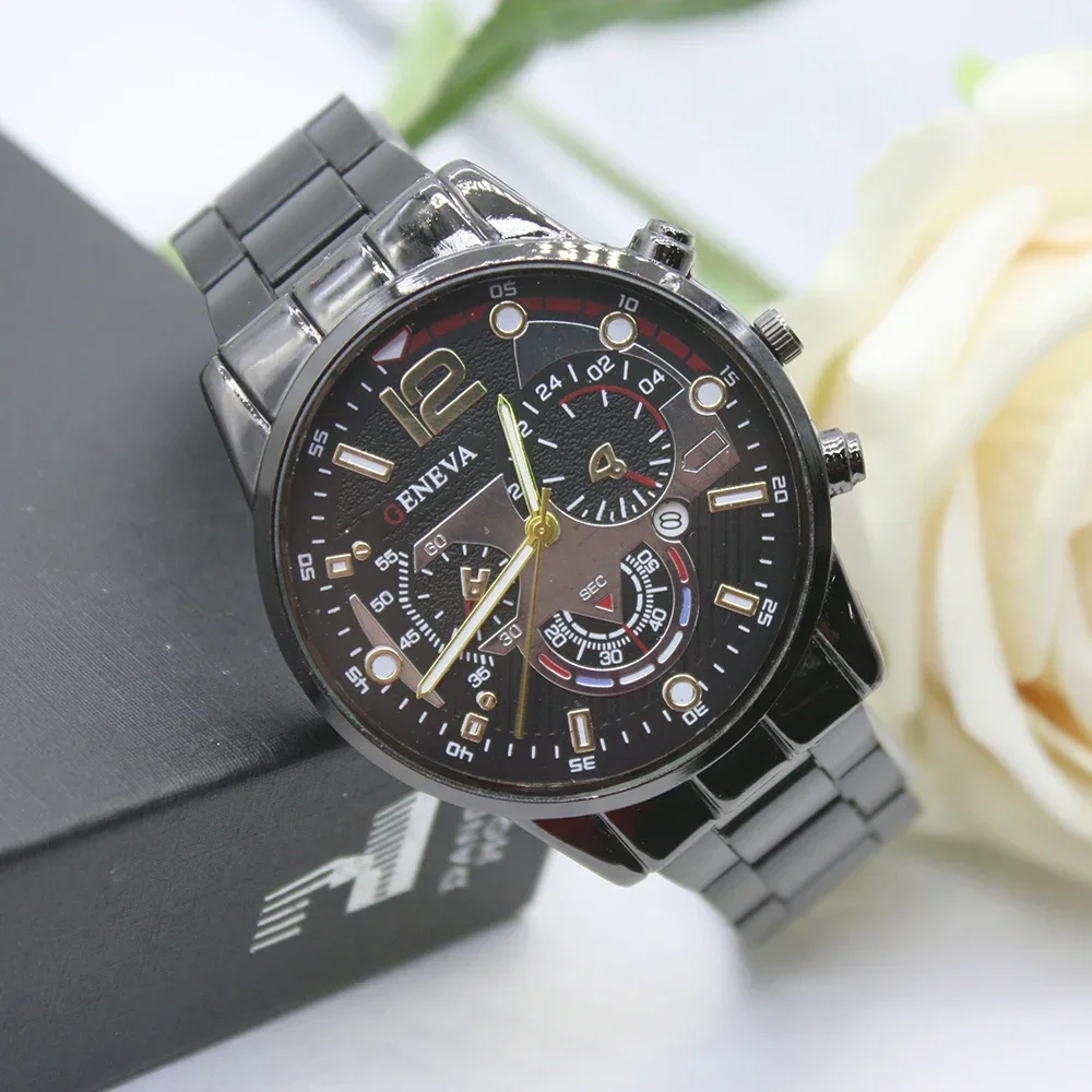 مجموعة ساعات رجالية من الستانلس ستيل ، أساور متطابقة ، تتضمن صندوقًا ، ساعات فريدة ، هدية زميل الدراسة ، 3 *