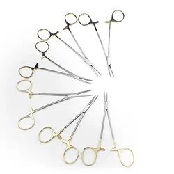 Stainless Steel Gold Handle Curved/Straight Forceps Locking Clamps, Hemostatic Forceps Arterial Forceps Medical Tools