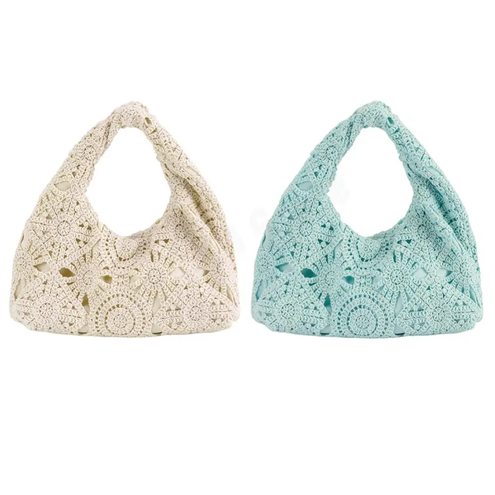 

Hollow Woven Beach Shoulder Bags for Women Girls Boho Underarm Bags Bohemia Crochet Tote Bag for Summer Beach Travel