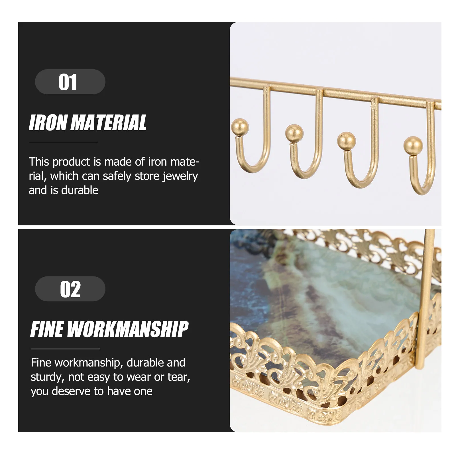 

Premium Iron Jewelry Display Stand Golden Earring Organizer Rack Desktop Wall Mount for Ear Studs Hoops Bracelets Necklaces