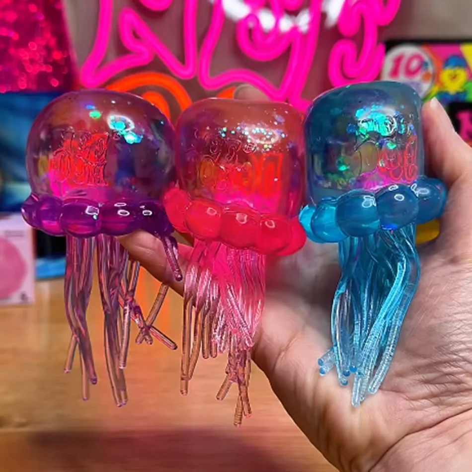 

Cute Jellyfish Sensory Fidget Cube Stress Relief Anxiety Sensory Tool for Focus ADHD & Office Desk Calming Gadget Squeeze Toys