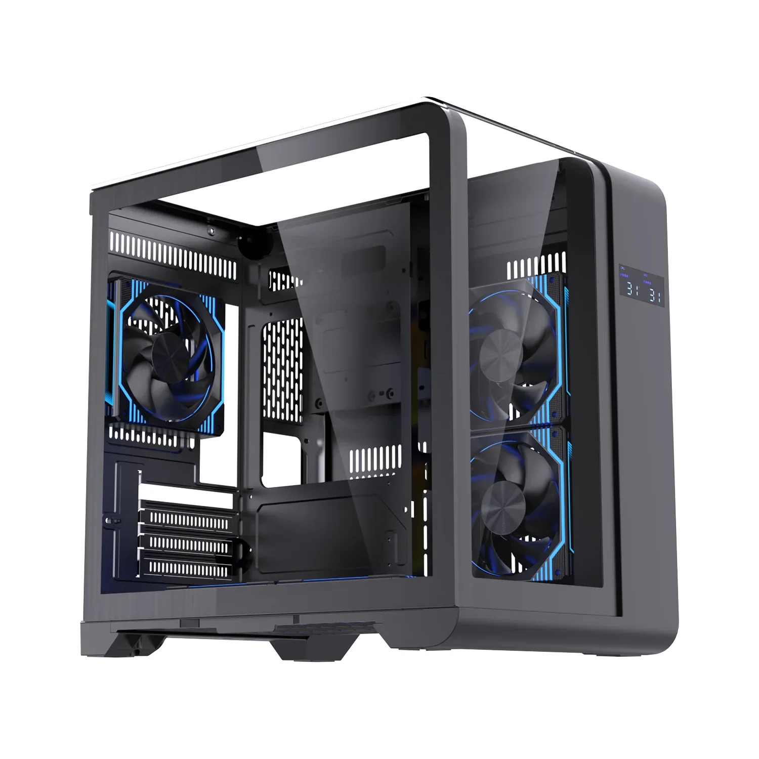 ATX PC Case Curved Tempered Glass Side Panel Desktop Gaming Computer Chassis for DIY Build