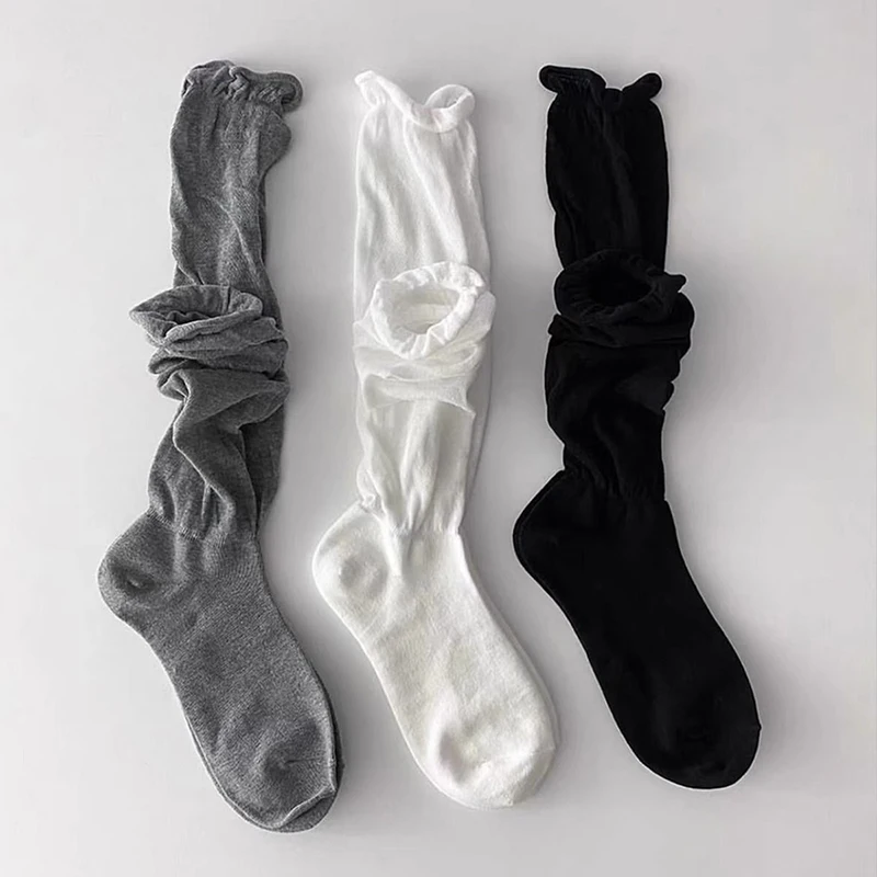 Women's Summer And Autumn Thin Mid Iength Socks Are Comfortable And Breathable Solid Color Simple Socks