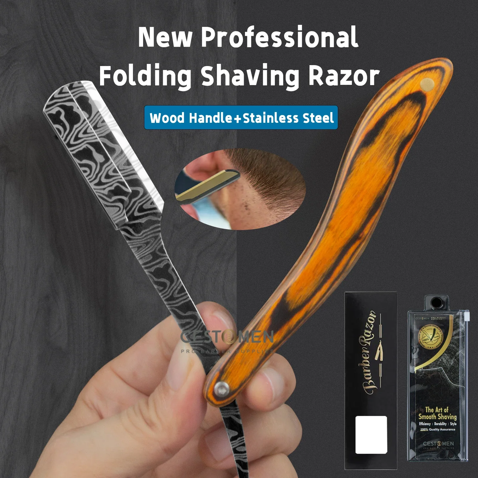 

NEW Barber Razor Haircut Beard Eyebrow Shaving Tools Manual Depilation Straight Edge Razors Hairdressing Trimming Blades Holder