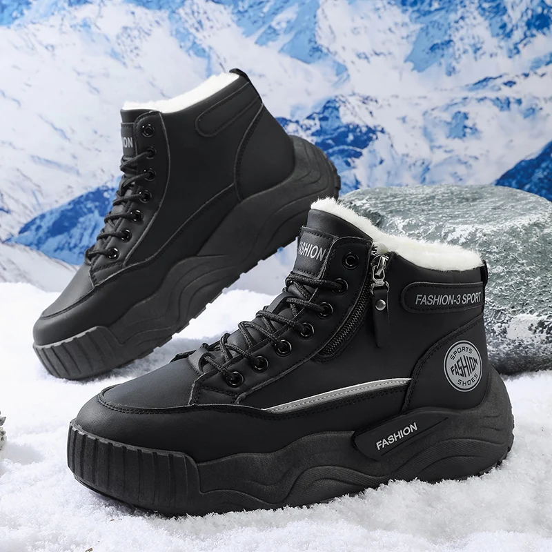 

2025 New Style Trendy Fashionable Cotton Boots Warm Wear-resistant Comfortable Simple Warm Lace Up zips plush Warm shoes