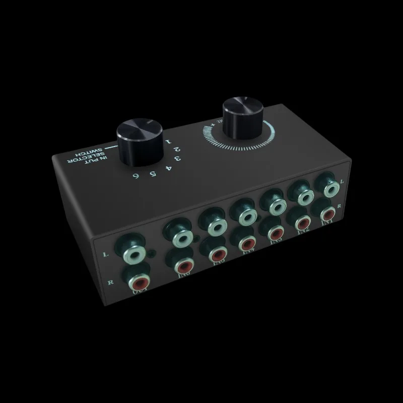 2RCA stereo R/L left and right channel audio 6 in 1 out switcher 6 in 1 out amplifier