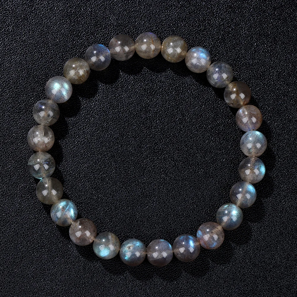 Natural Grey Labradorite Stone Bracelet 8mm Round Quartz Moonstone Rainbow Light Beads Bracelets Women Men Handmade Jewelry Gift