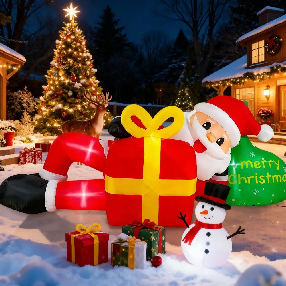

12FT Giant Christmas Inflatable Santa Claus Lying for Outdoor Decoration, Christmas Blow Ups Yard Decoration Santa Claus &