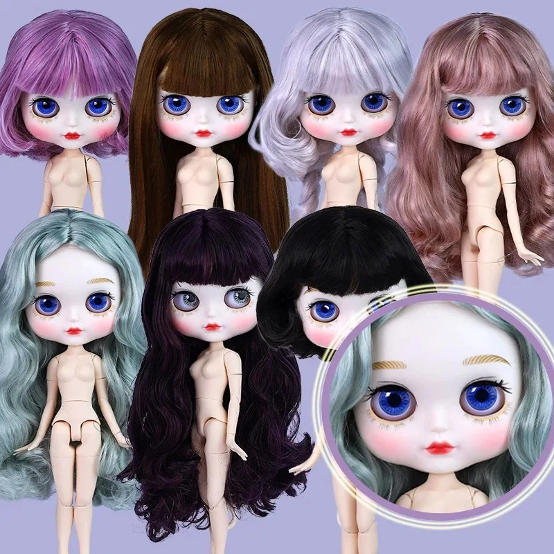 

ICY DBS Blyth Doll 19 Joints 1/6 Body 30CM BJD Doll Fair Skin Matte Round Face Beep Lips Wavy Hair DIY Make Up Costume Doll Gift