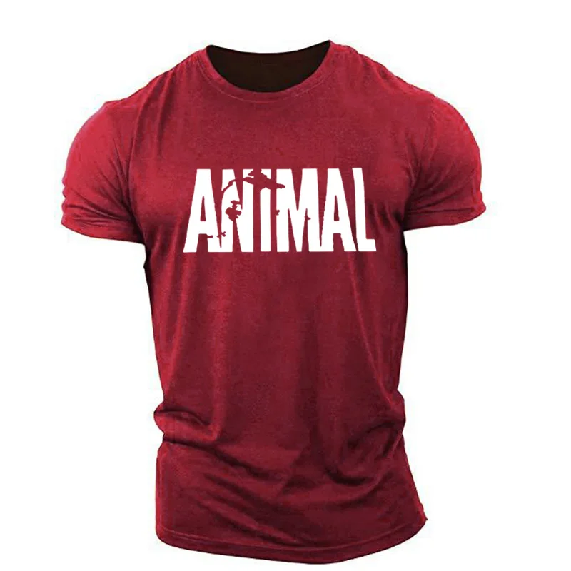 Animal Letter English Elements Men's T-shirts Short Sleeve Round-Neck Loose Casual Sporty Tops 6XL Big Size Summer Man Tees