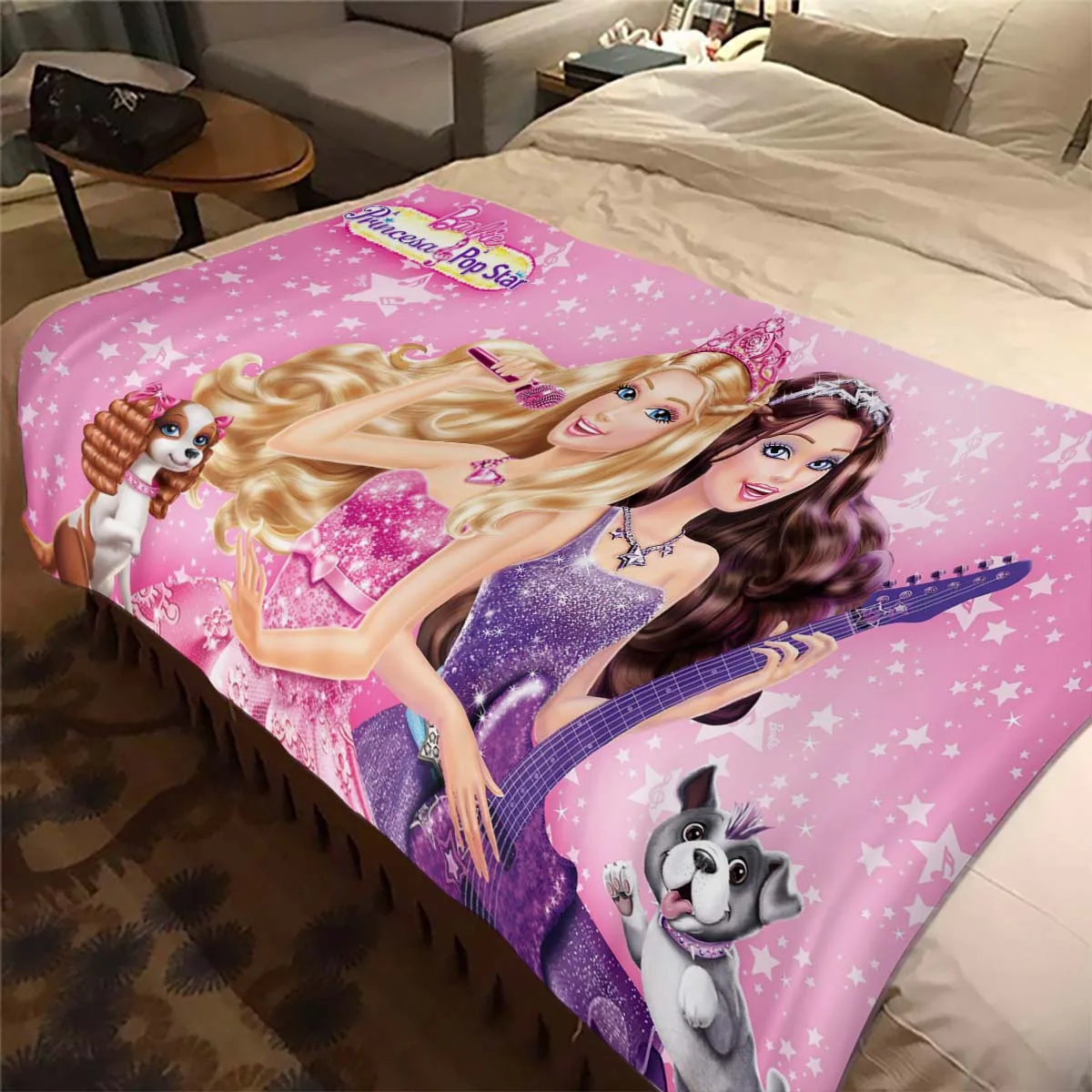 Cute Barbie Blankets Cartoon 3D Printing Comfortable and Soft Picnic Blanket Gift To Family or Friends