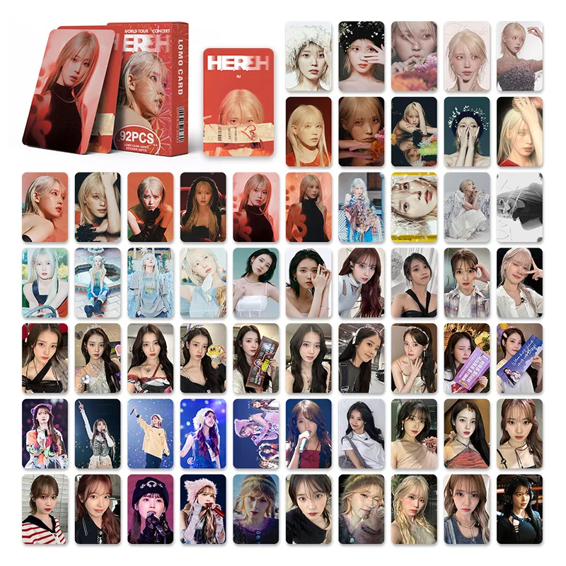 92Pcs/Set Kpop Idol Girl New Album HEREH Series High Quality Lomo Cards HD Printd Photocards Stickers Lee Ji Fans Gifts Collect