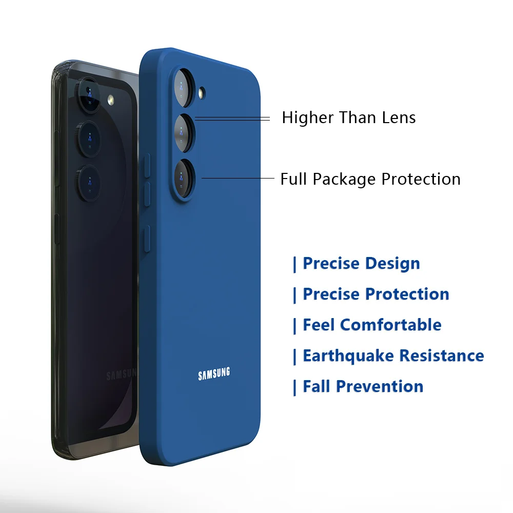 حافظة لهاتف سامسونج جالاكسي S25 FE من السيليكون السائل الناعم S25 S24 S23 S22 S21 Plus Ultra A56 A55 A54 A17 غطاء خلفي للهاتف مقاوم للصدمات