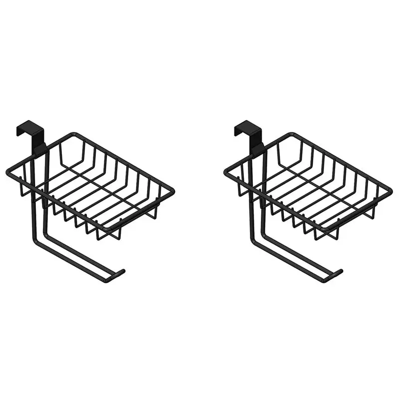 

ABBY-2X Toilet Paper Holder Over The Tank Tissue Roll Holder Hanging Over Bathroom Cabinet Door Shelf Storage Mega Rolls