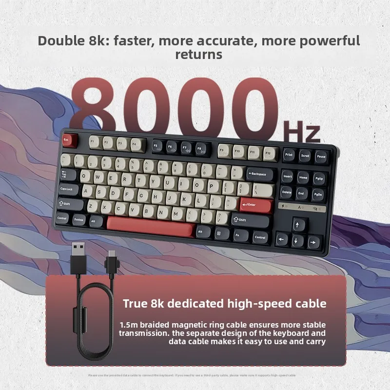 SKN Qinglong 87 8KHz Wireless Mechanical Keyboard Tri-Mode TKL Gasket Mount Hot Swap RGB Low Latency Esports Gaming PC Gamer