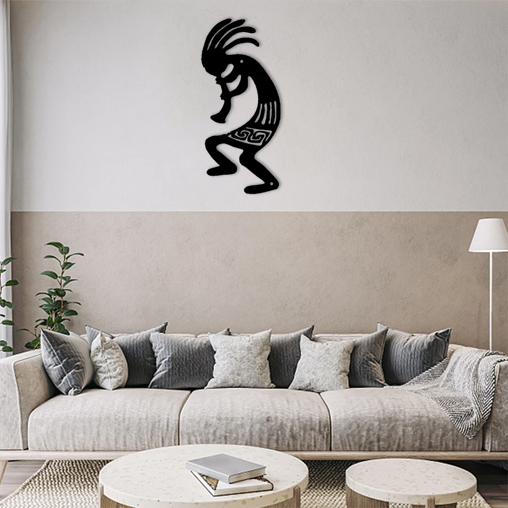 Black Figure Tribe Metal Wall Art Matte Black Wall Hanging Decor for Home Bedroom Living Room Kitchen Office Hotel Decoration