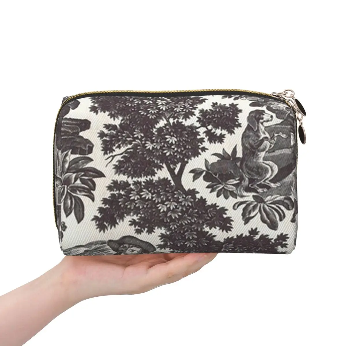Toile De Jouy Family History Women Cosmetic Bag Travel Makeup Organizer Pouch Toiletry Storage Dopp Kit Box