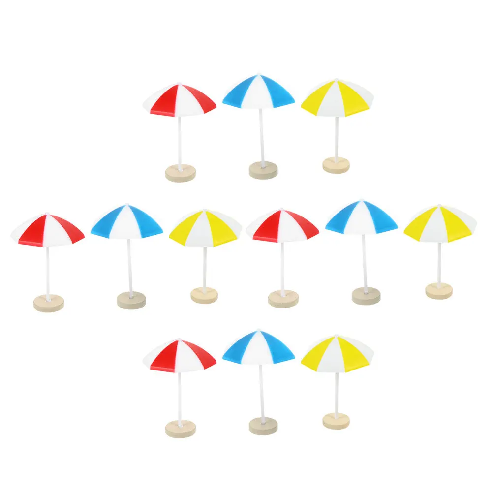 

12Pcs Miniature Beach Umbrella Micro Landscape Sun Umbrellas Small Size Lightweight Realistic Seaside Scene DIY Garden Decor
