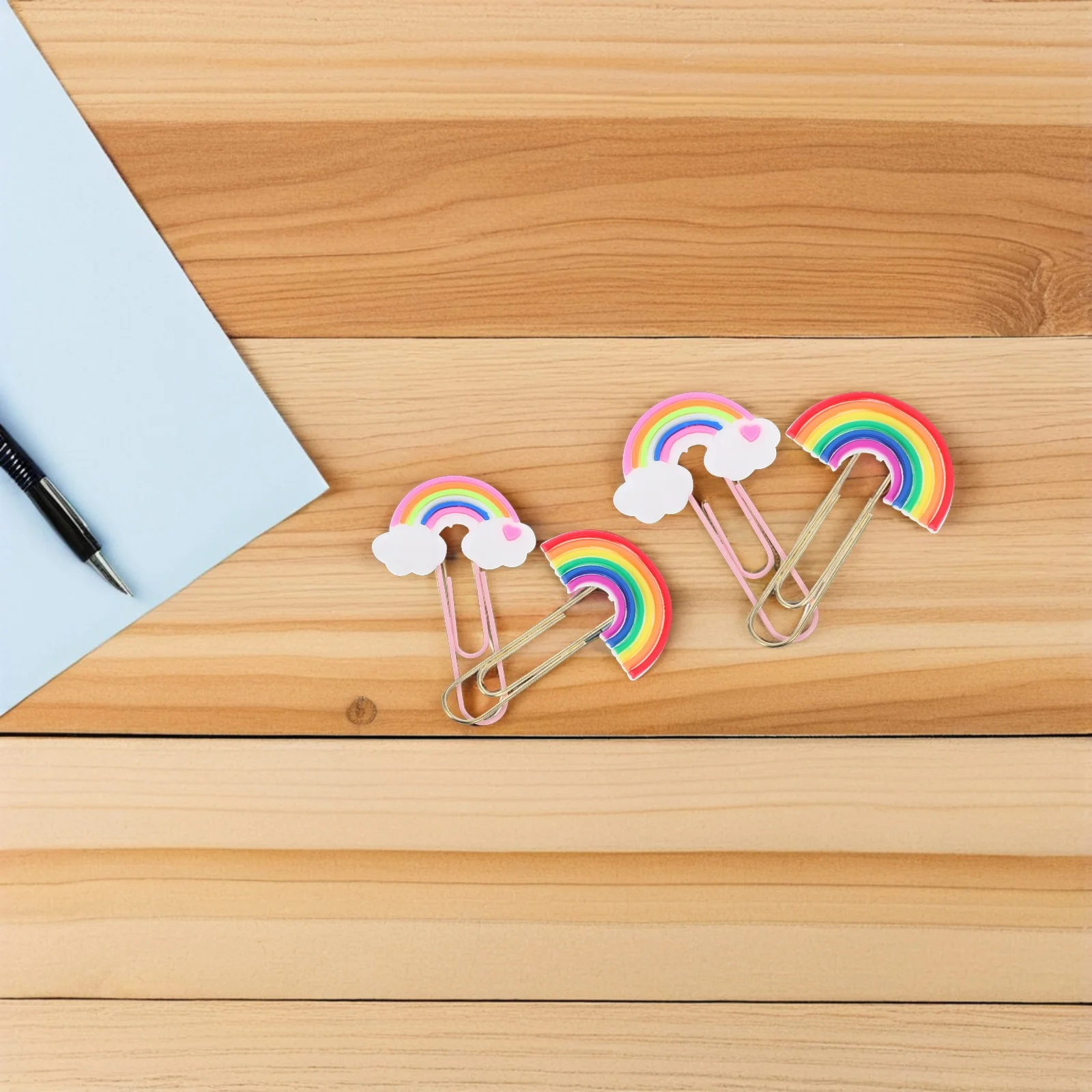 20Pcs Colorful Bookmark Clips Rainbow Shape Paper Clips for Office School DIY Bookmarks Photo Albums Cards Envelopes Decorative