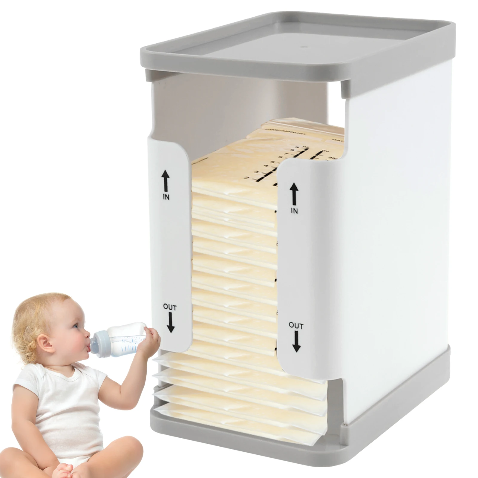 Breastmilk Freezer Organizer 1700ml Breast Milk Storage Organizer Reusable Breast Milk Storage Tower First in First Out