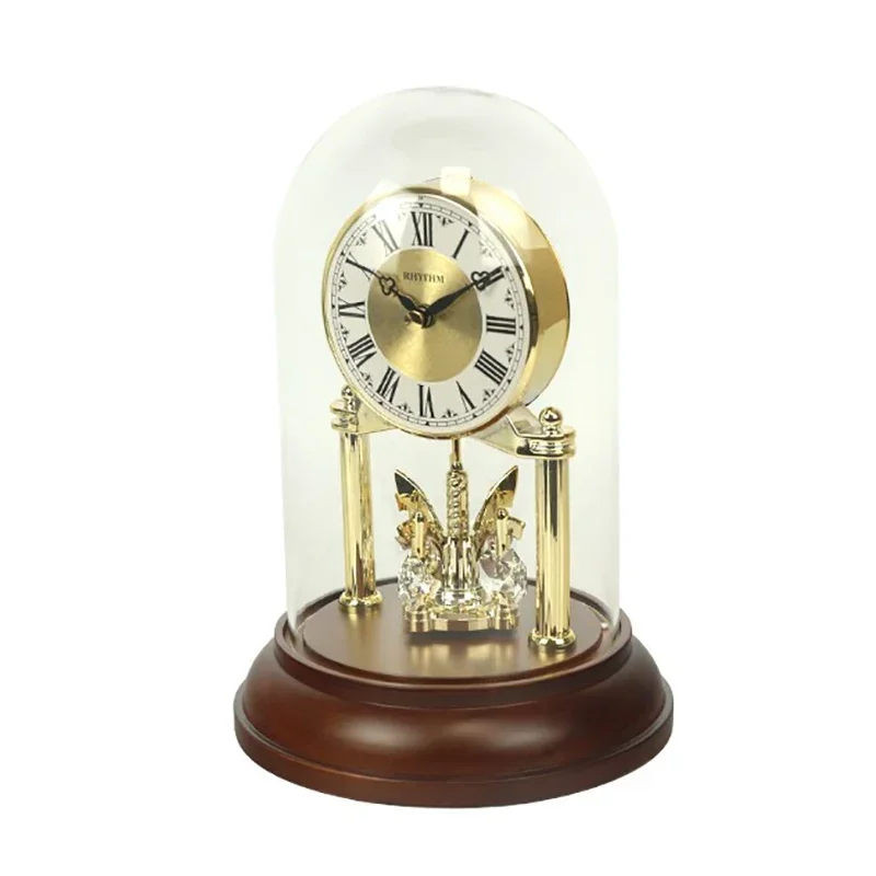 Luxury Gold Table Clock Desktop Clock Office Desk Clock Watches Crystal Rotating Home Decoration Living Room Bedroom Ornaments