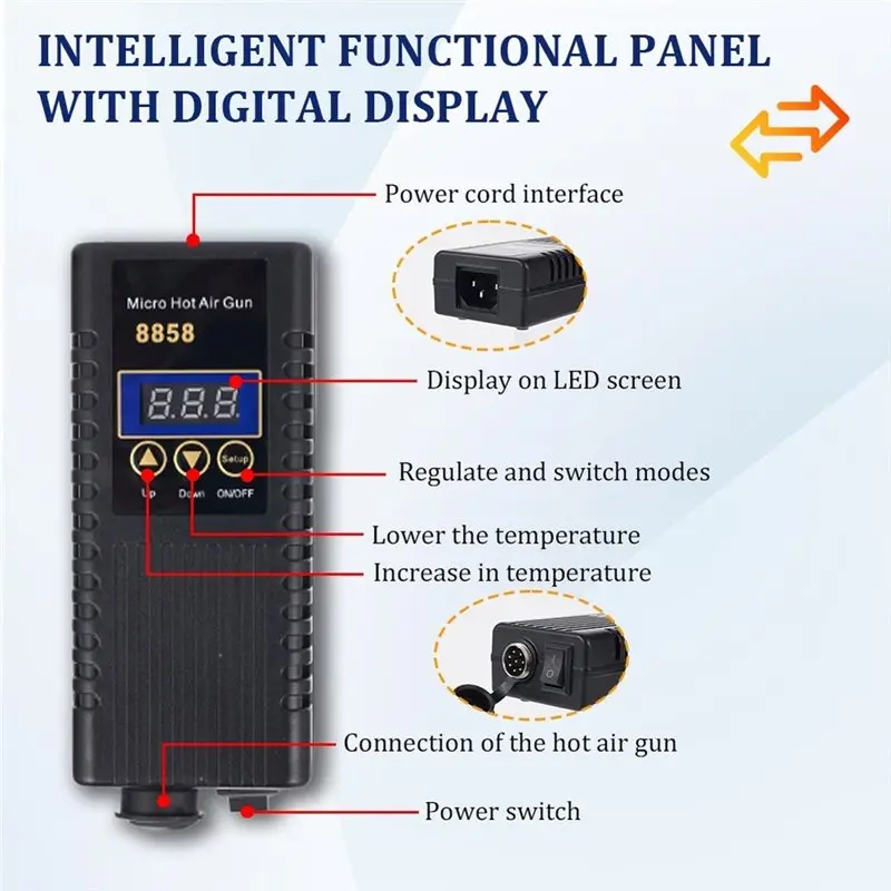 AB11-1Set Hot Air Rework Station, LCD Digital Display EU Plug
