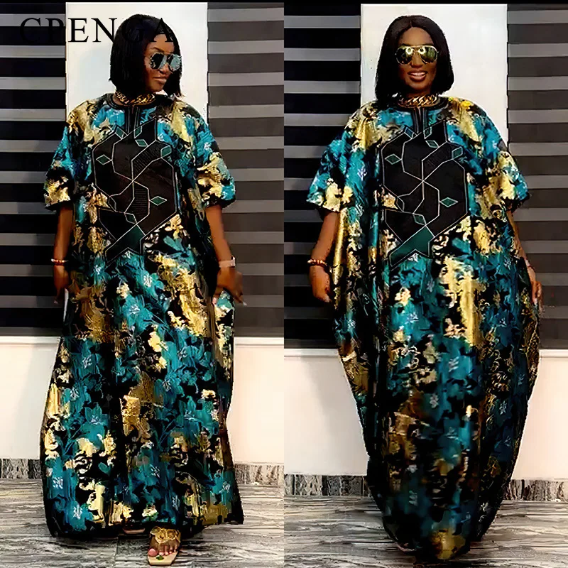 2023 Print African Bubu Dress for Women Elegant Lady Wedding Evening Party Dresses Plus Size Floral Dashiki Muslim Kaftan Robe