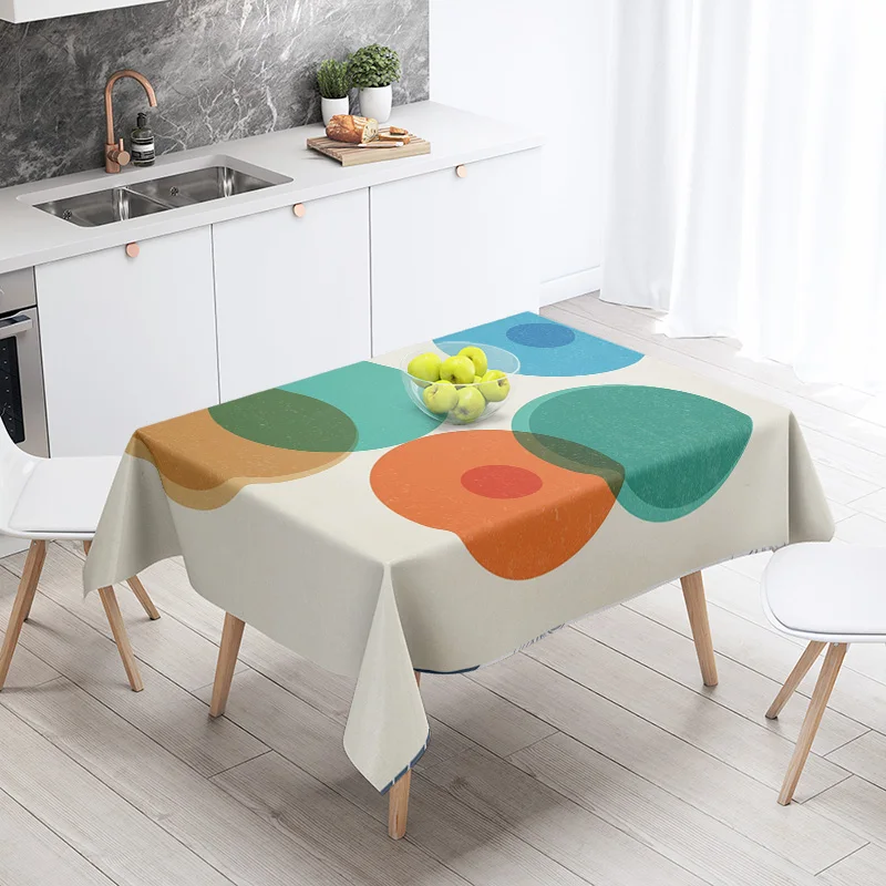 Morandi Ins Style Tablecloth Abstract Art Design 2025 New Geometric Pattern Decorative Tablecloth for Coffee Shop