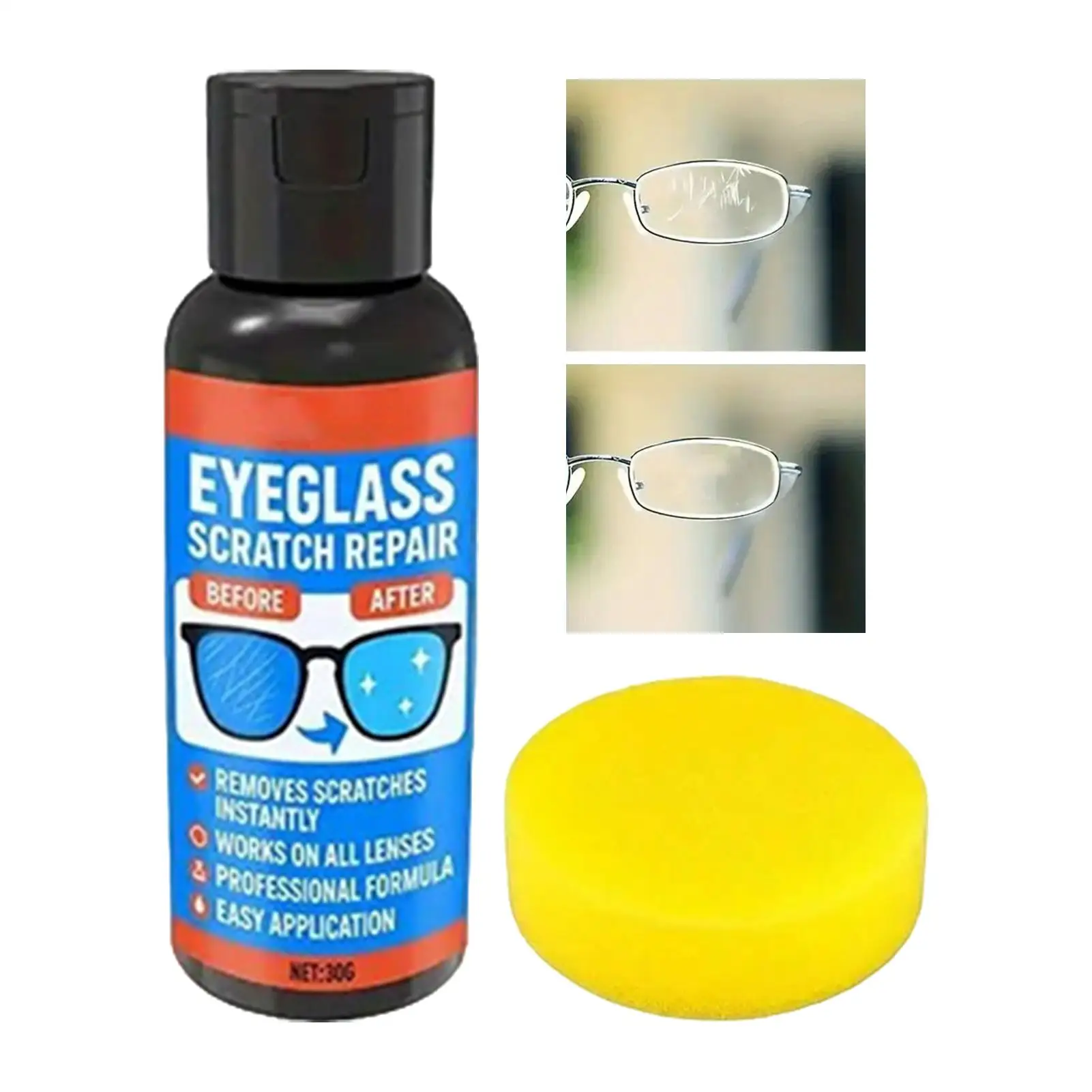 Glasses Scratch Repair Kit 30g Eyeglass Lens Scratch Remover Polishing Wax Anti-Fog Screen Wax Sunglass Scratch Remover