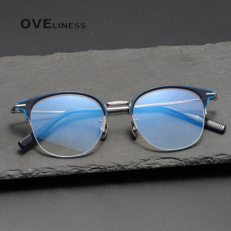 

Acetate Titanium optical Glasses Frame Men Retro Round Prescription Eyeglasses frames Women 2024 New half Eyewear spectacles