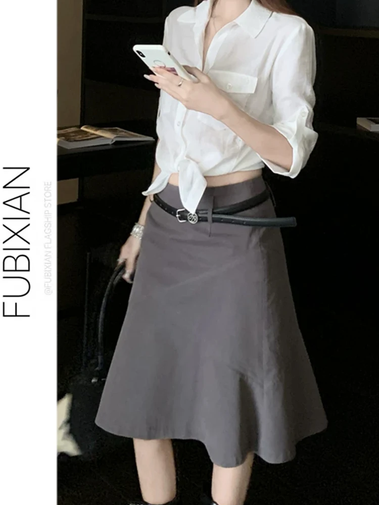 

Retro Fish Tail Half Skirt Women's Cotton Feel Slimming Wrap around Skirt High Waist Vintage Style Summer New Arrival