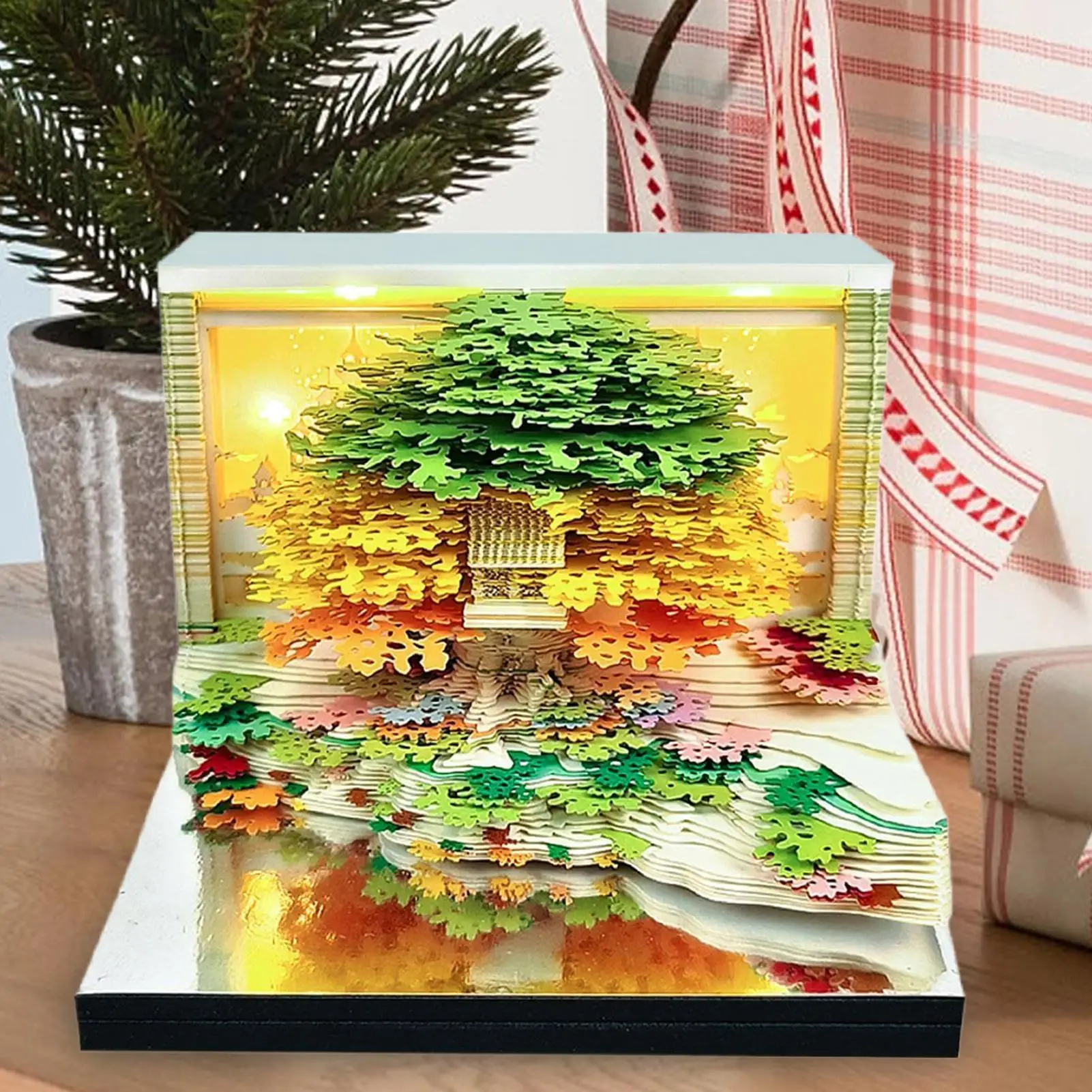 Timepiece Calendar 2026 3D Paper Sculpture Calendar Tear Away Notepad Paper Sculpture Flower Tree Design Decor For School