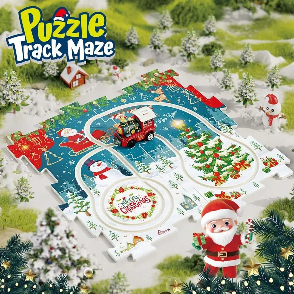 2024 New Christmas Puzzle Toy Rail Car Two-in-one Educational children's Puzzle Rail Car Toy