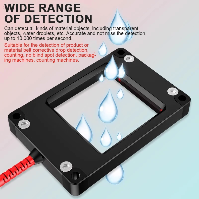 MOTEE Rectangular Window Sensor High-Speed Detection Fiber Optic Sensor for Small Objects Drop Counting Switch Optimal for Small
