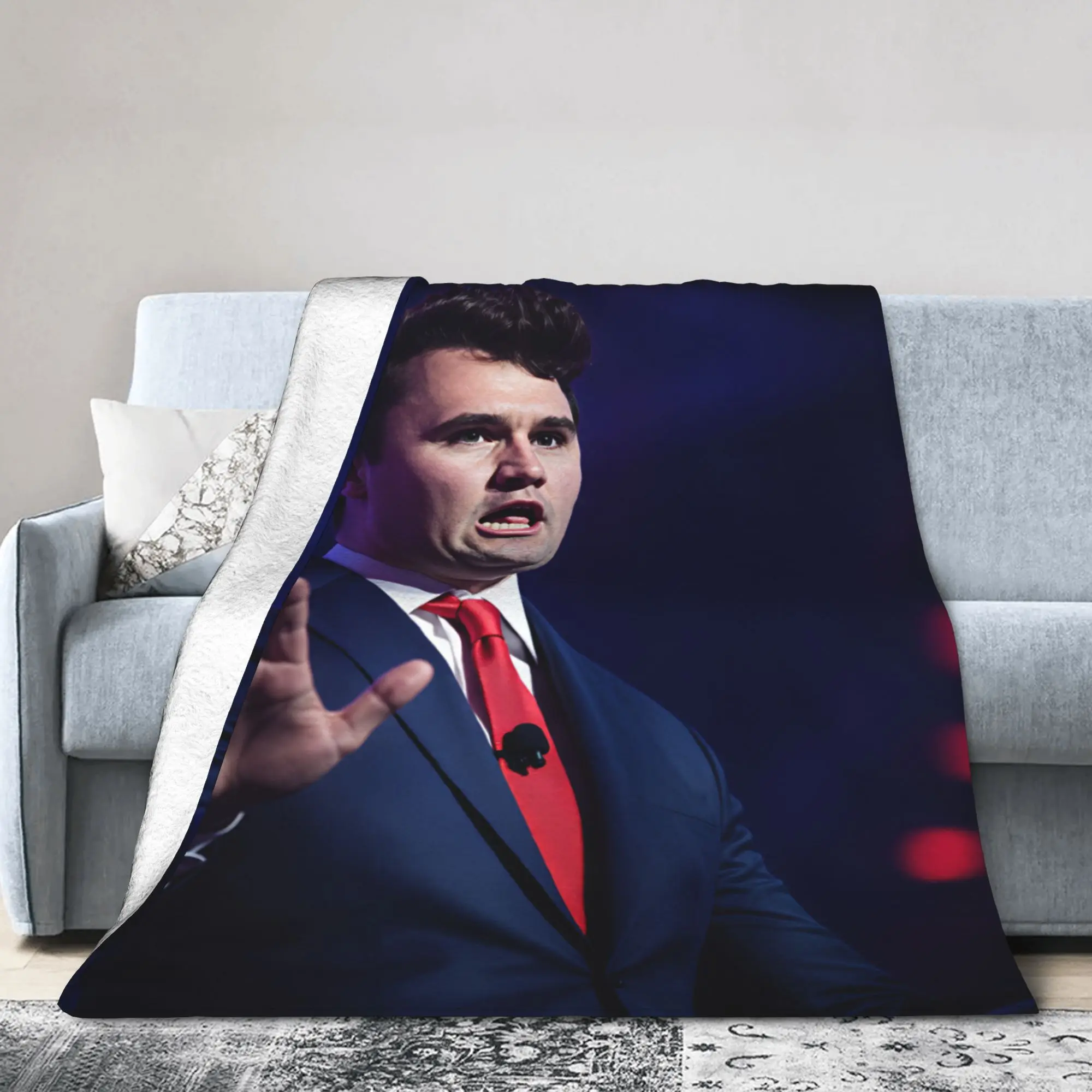 Charlie Kirk Red Tie Summit Blanket Quality Soft  Throw Blanket Winter Travel Car Bedroom Pattern Bedspread