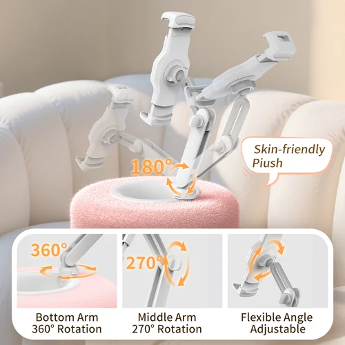 Imagen 2 del producto Almohada de felpa, soporte para tableta y teléfono móvil, soporte de escritorio, ángulo de longitud ajustable para observación de golpes en vivo, Chat de vídeo