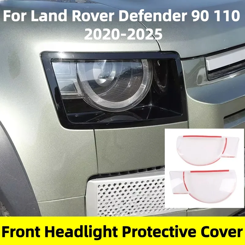 

For Land Rover Defender 90 110 2020-2025 Car Styling ABS Front Lampshade Headlight Protective Cover Transpare Car Accessories