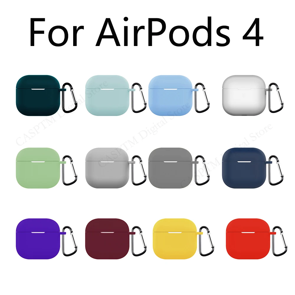 

Case For Apple AirPods 4 Cases Headphone Accessories Bluetooth Headset Silicone Cover For Airpods 4 2024 Coque Fundas With Hook