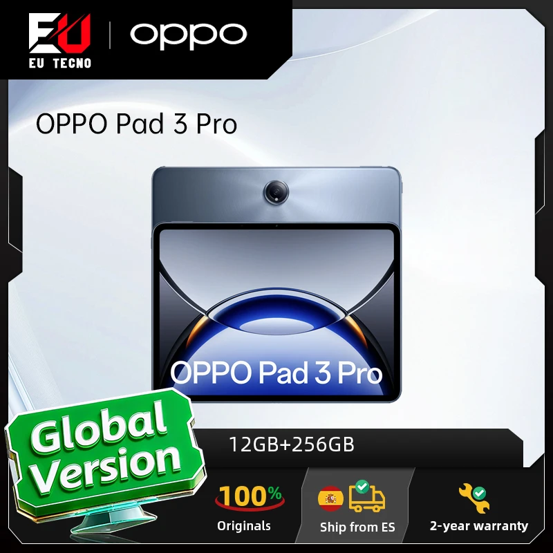 Versión para la UE: OPPO Pad 3 Pro, tableta de 12,1 pulgadas con resolución 3K, procesador Snapdragon 8 Gen 3, 12 GB + 256 GB, batería de 9510 mAh, carga SUPERVOOC de 67 W, AI ToolBox, Pad 3 Pro, OnePlus