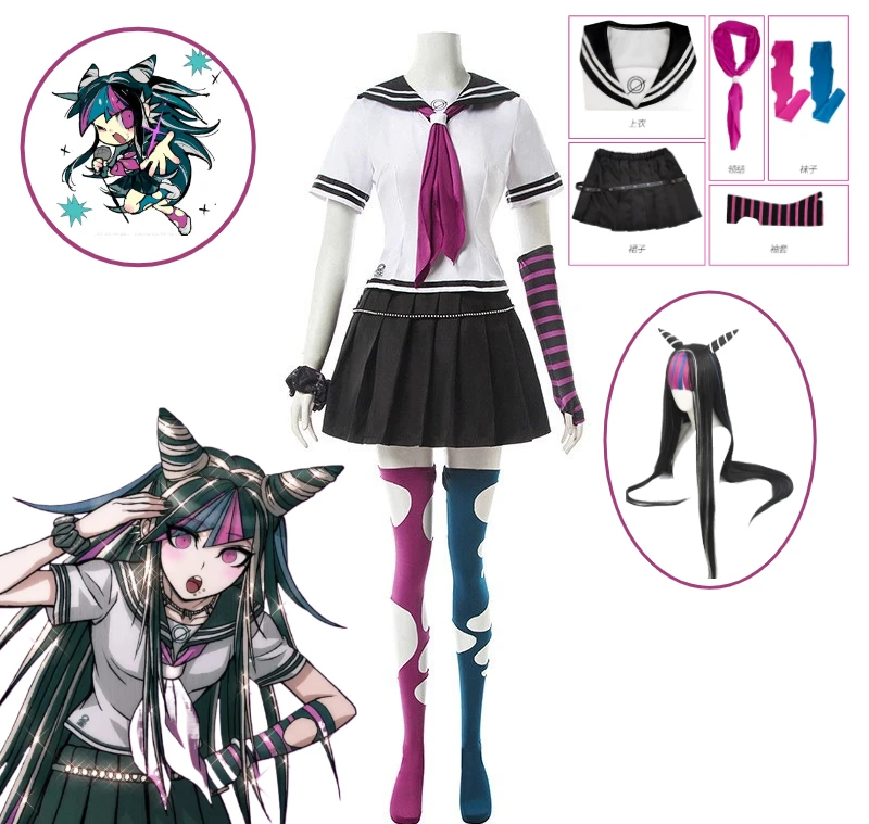 

Danganronpa Mioda Ibuki Cosplay Costume Sailor JK Uniform Women Short Skirt Stockings Wig Anime Carnival Funny Style Cos Outfit