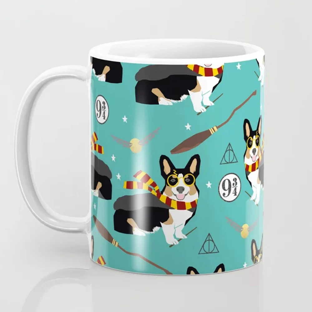 A Magic Corgi cup Funny 350ml Ceramic coffee Mug Dog Corgi  Lover Friends Birthday Gift