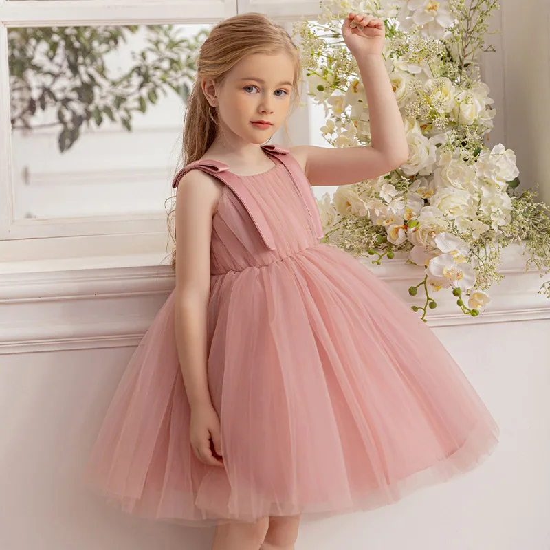 Birthday Puffy Dress For Girls Suspender Princess Dress Flower Girl Wedding Dress Baptismal White Dress Children First Communion