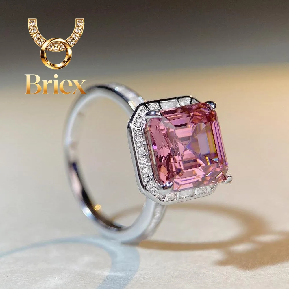 

Briex Jewelry Luxury Solid Platinum PT950 Pink Diamond Ring Women's Rouge Deep Pink Diamond Square Ring
