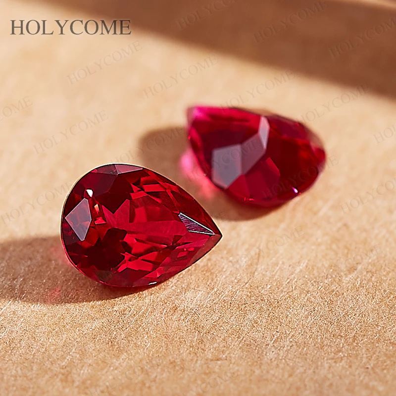 Lab Grown Ruby Pigeon Blood Red VVS1 Updated Pear Shape Teardrop Gemstone Selectable AGL Certificate DIY Jewelry Making Material