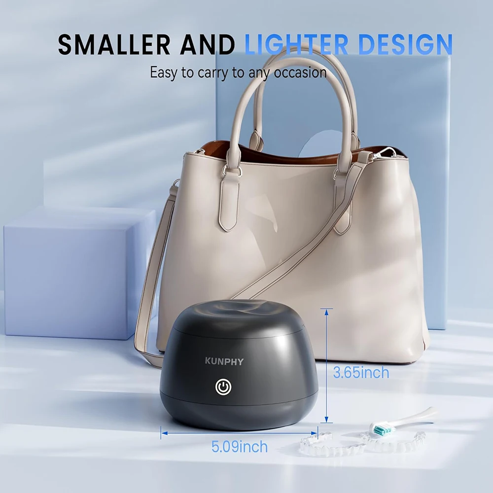 KUNPHY 200ML Ultrasonic Retainer Cleaner with UV Light 48kHz Dental Ultrasonic Retainer Cleaner Machine for Dental Appliances