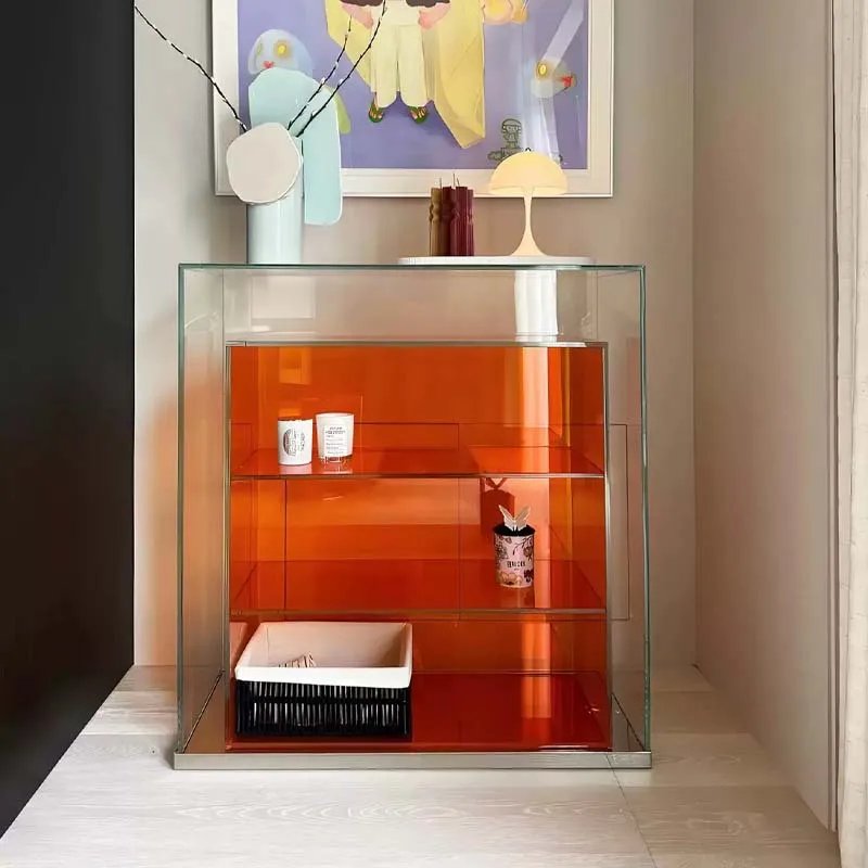 خزانة تخزين على شكل زجاجي مقسى، خزانة عرض لتزيين غرفة المعيشة، زينة نموذجية #3